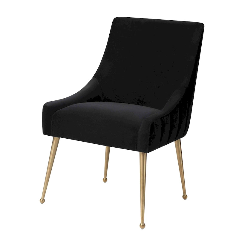 Chaise de salle à manger en velours avec pieds en acier inoxydable