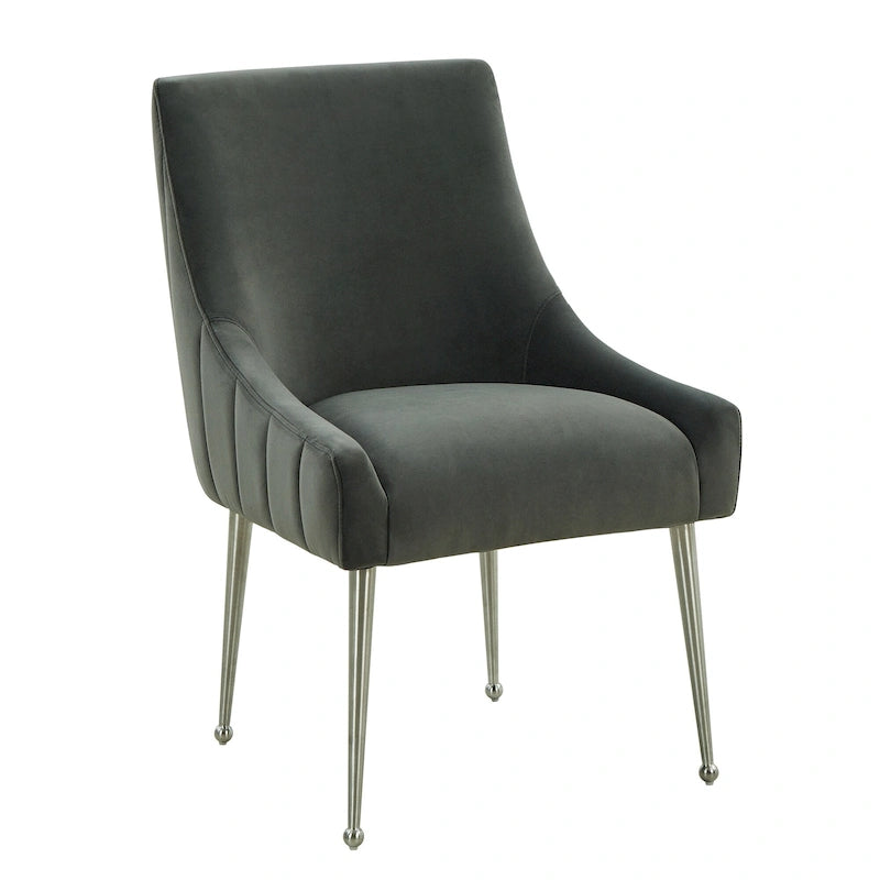 Chaise de salle à manger en velours avec pieds en acier inoxydable