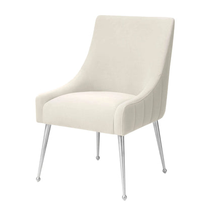 Chaise de salle à manger en velours avec pieds en acier inoxydable