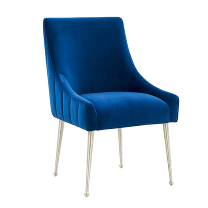 Chaise de salle à manger en velours avec pieds en acier inoxydable