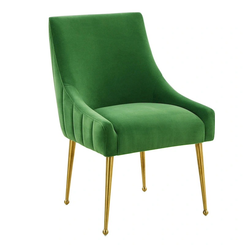 Chaise de salle à manger en velours avec pieds en acier inoxydable