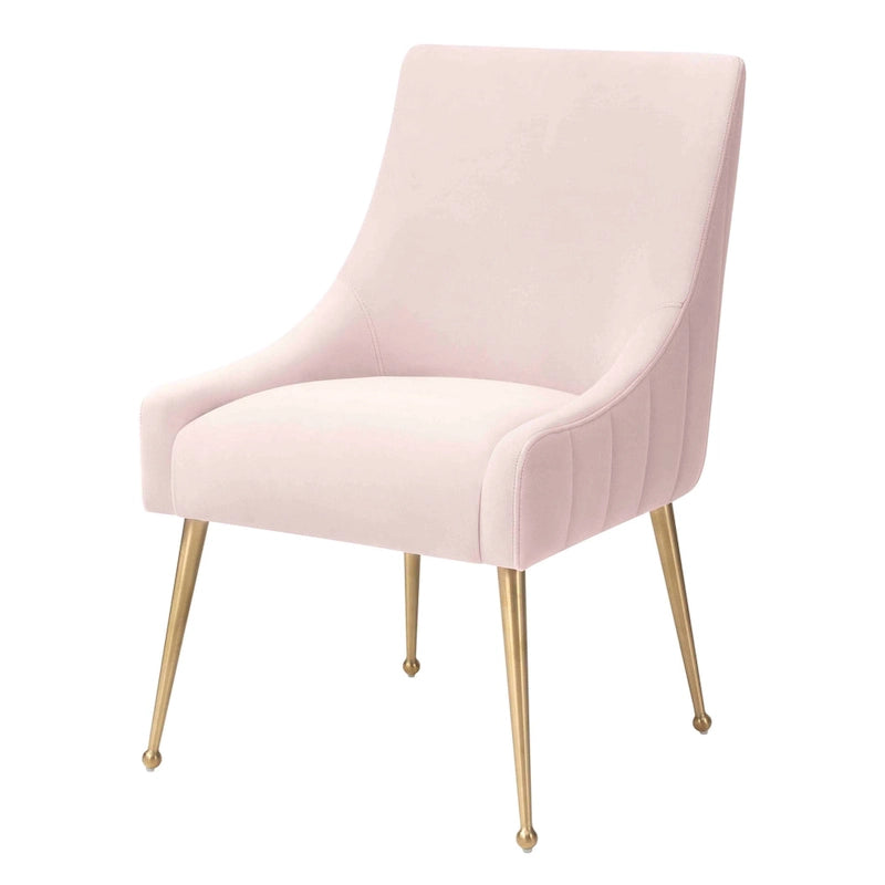 Chaise de salle à manger en velours avec pieds en acier inoxydable