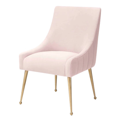 Chaise de salle à manger en velours avec pieds en acier inoxydable