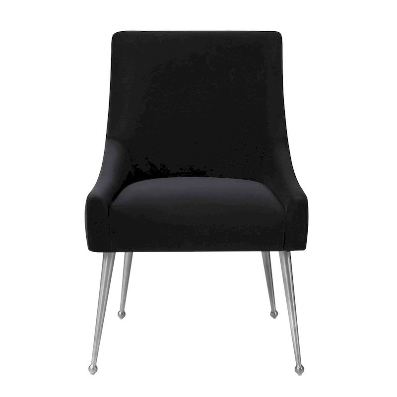 Chaise de salle à manger en velours avec pieds en acier inoxydable