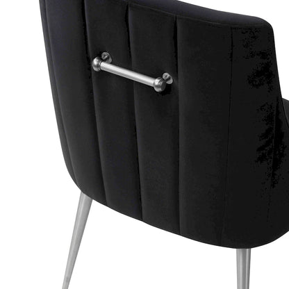 Chaise de salle à manger en velours avec pieds en acier inoxydable
