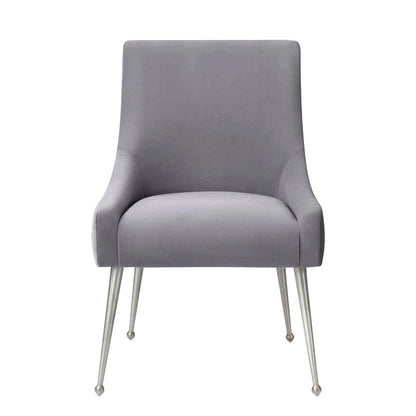 Chaise de salle à manger en velours avec pieds en acier inoxydable