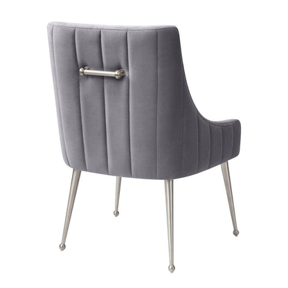 Chaise de salle à manger en velours avec pieds en acier inoxydable