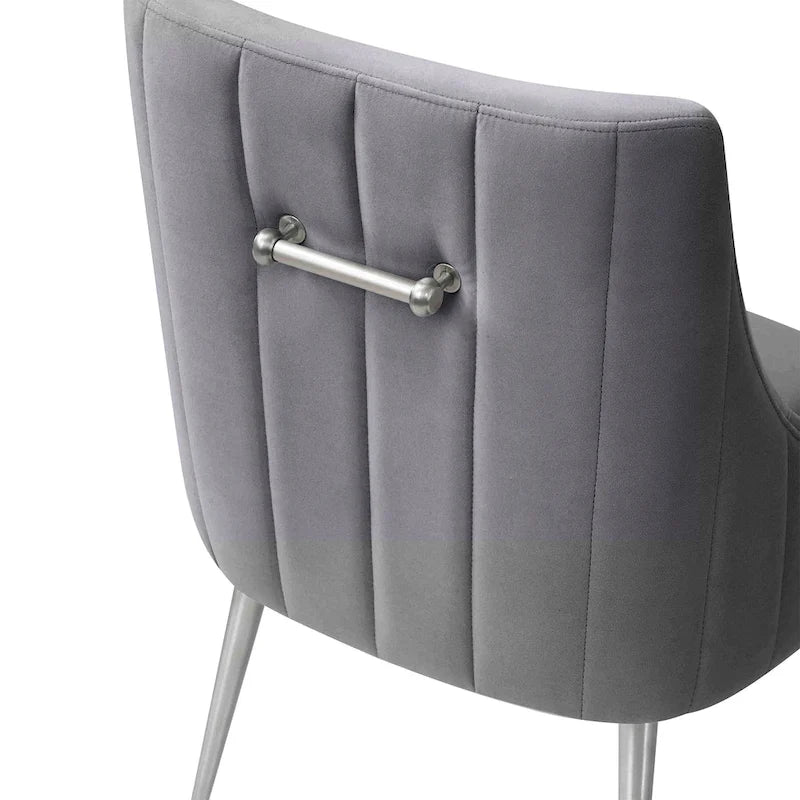 Chaise de salle à manger en velours avec pieds en acier inoxydable