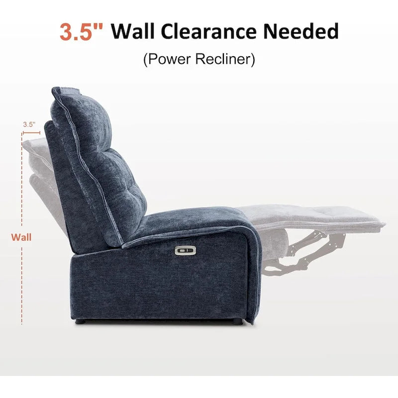 Fauteuil inclinable électrique sans accoudoirs (avec port USB) — Un fauteuil inclinable électrique de salon ne nécessitant que 3,5 pouces de dégagement mural