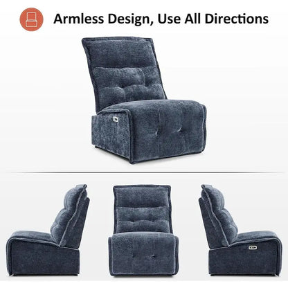 Fauteuil inclinable électrique sans accoudoirs (avec port USB) — Un fauteuil inclinable électrique de salon ne nécessitant que 3,5 pouces de dégagement mural