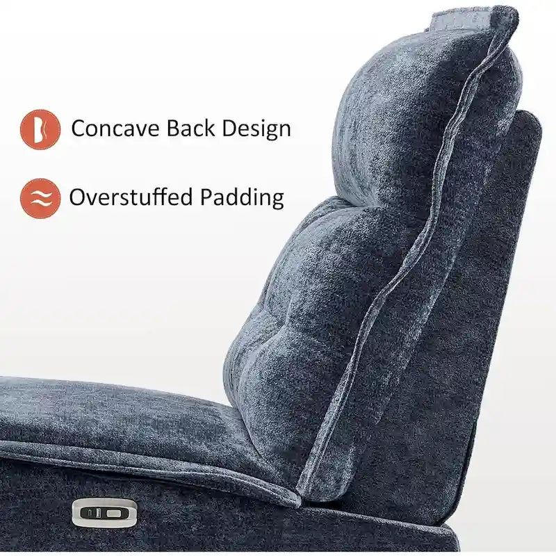 Fauteuil inclinable électrique sans accoudoirs (avec port USB) — Un fauteuil inclinable électrique de salon ne nécessitant que 3,5 pouces de dégagement mural