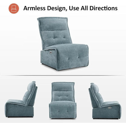 Fauteuil inclinable électrique sans accoudoirs (avec port USB) — Un fauteuil inclinable électrique de salon ne nécessitant que 3,5 pouces de dégagement mural