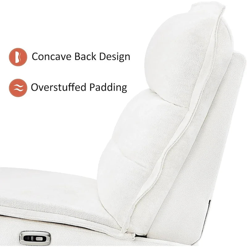 Fauteuil inclinable électrique sans accoudoirs (avec port USB) — Un fauteuil inclinable électrique de salon ne nécessitant que 3,5 pouces de dégagement mural