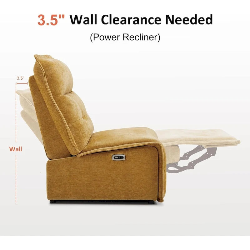Fauteuil inclinable électrique sans accoudoirs (avec port USB) — Un fauteuil inclinable électrique de salon ne nécessitant que 3,5 pouces de dégagement mural