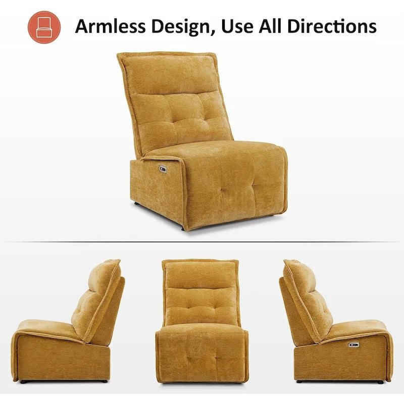 Fauteuil inclinable électrique sans accoudoirs (avec port USB) — Un fauteuil inclinable électrique de salon ne nécessitant que 3,5 pouces de dégagement mural