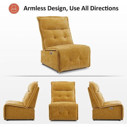 Fauteuil inclinable électrique sans accoudoirs (avec port USB) — Un fauteuil inclinable électrique de salon ne nécessitant que 3,5 pouces de dégagement mural