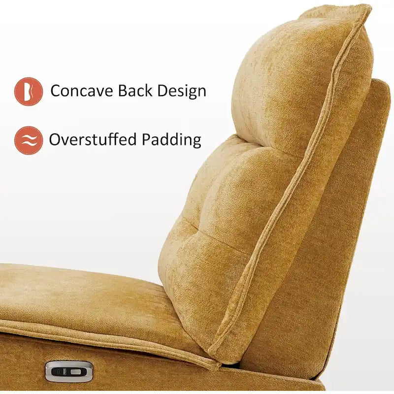 Fauteuil inclinable électrique sans accoudoirs (avec port USB) — Un fauteuil inclinable électrique de salon ne nécessitant que 3,5 pouces de dégagement mural
