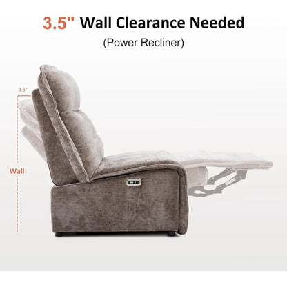 Fauteuil inclinable électrique sans accoudoirs (avec port USB) — Un fauteuil inclinable électrique de salon ne nécessitant que 3,5 pouces de dégagement mural