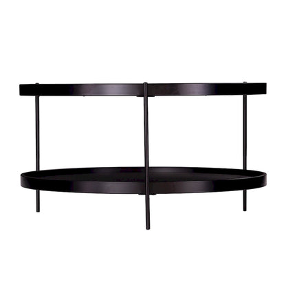 Table basse à deux niveaux ronde en bois au design moderne du milieu du siècle
