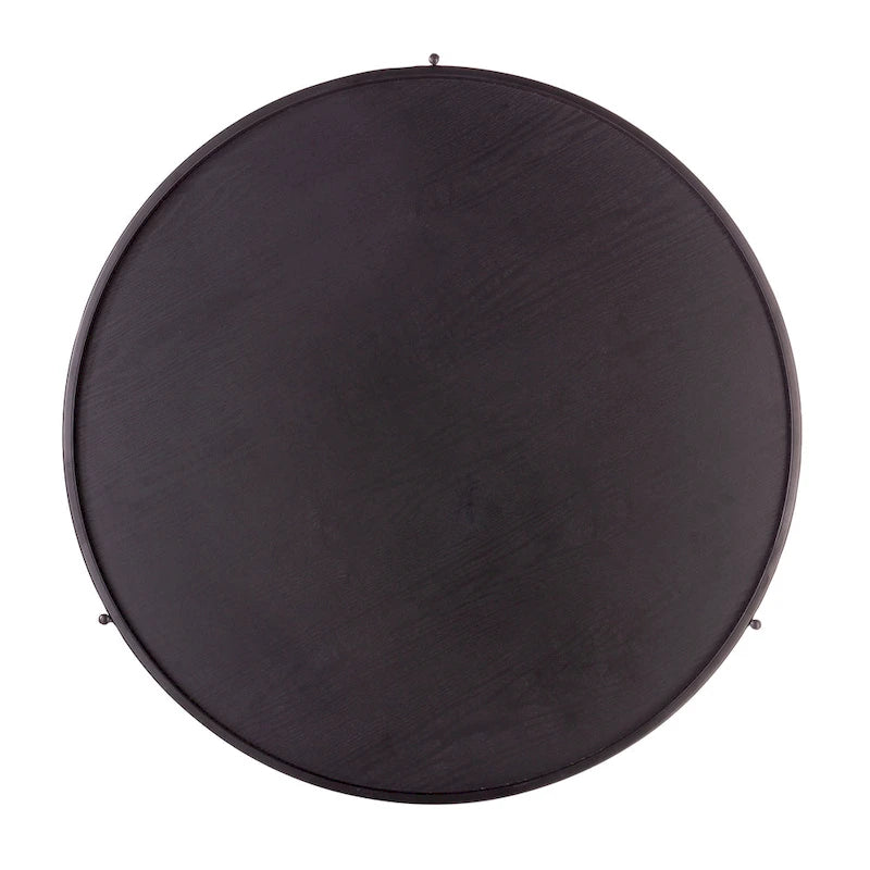 Table basse à deux niveaux ronde en bois au design moderne du milieu du siècle