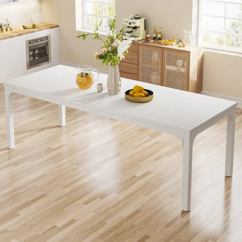 Table à manger rectangulaire industrielle de 200 cm avec pieds en métal robustes (Table seule)