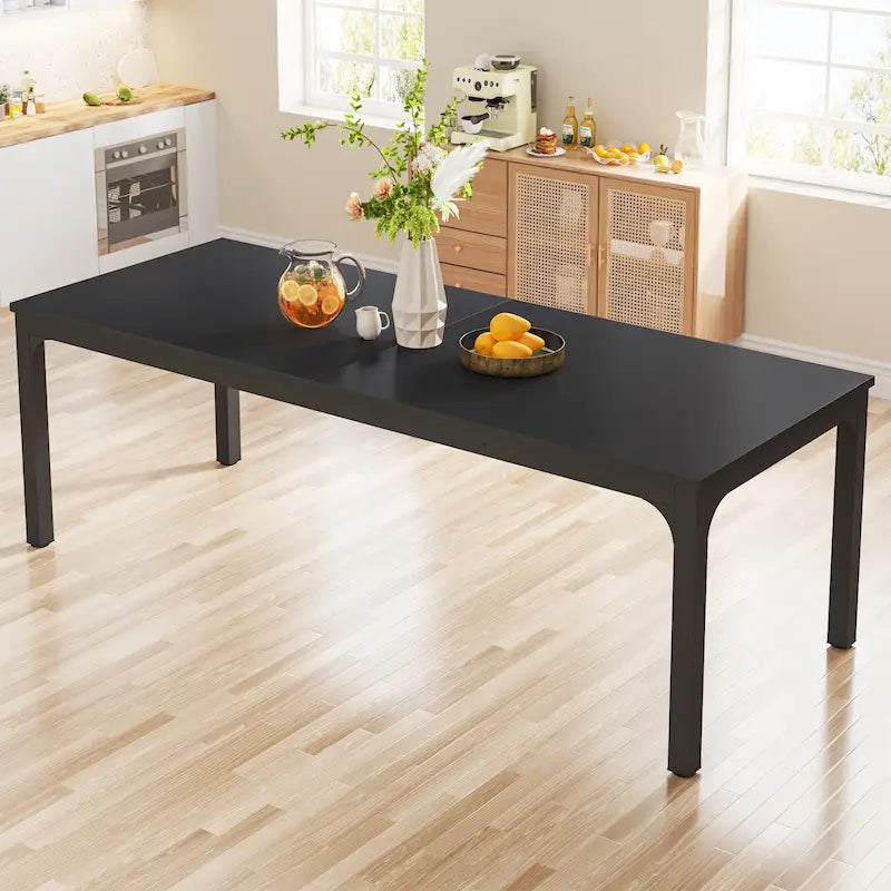 Table à manger rectangulaire industrielle de 200 cm avec pieds en métal robustes (Table seule)