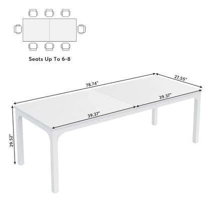 Table à manger rectangulaire industrielle de 200 cm avec pieds en métal robustes (Table seule)