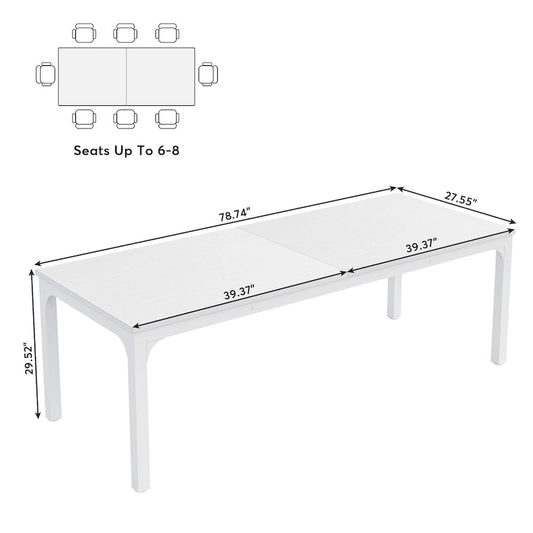 Table à manger rectangulaire industrielle de 200 cm avec pieds en métal robustes (Table seule)