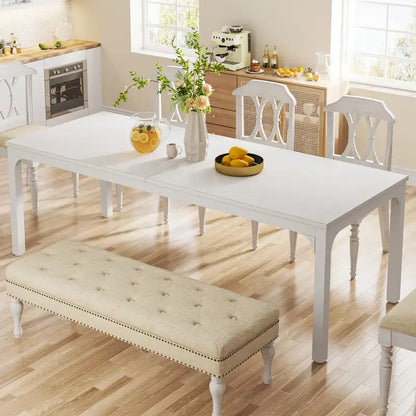 Table à manger rectangulaire industrielle de 200 cm avec pieds en métal robustes (Table seule)