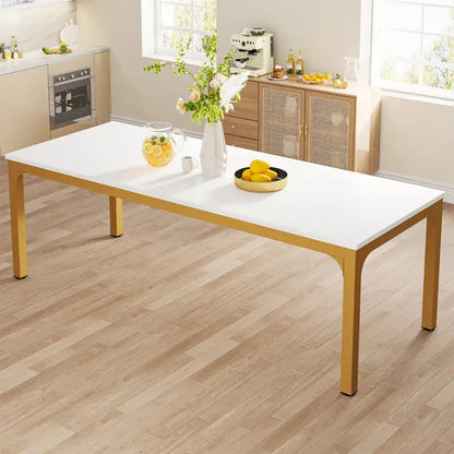 Table à manger rectangulaire industrielle de 200 cm avec pieds en métal robustes (Table seule)
