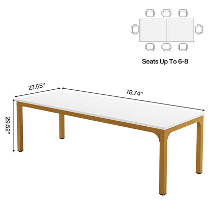 Table à manger rectangulaire industrielle de 200 cm avec pieds en métal robustes (Table seule)