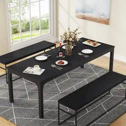 Table à manger rectangulaire industrielle de 200 cm avec pieds en métal robustes (Table seule)