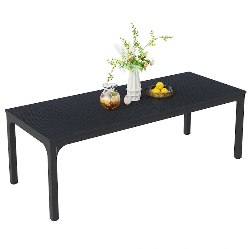 Table à manger rectangulaire industrielle de 200 cm avec pieds en métal robustes (Table seule)