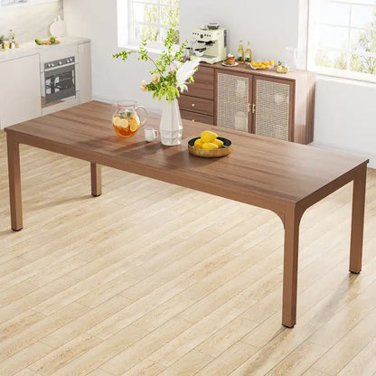 Table à manger rectangulaire industrielle de 200 cm avec pieds en métal robustes (Table seule)