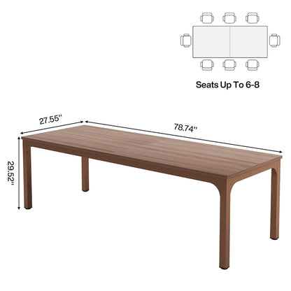 Table à manger rectangulaire industrielle de 200 cm avec pieds en métal robustes (Table seule)