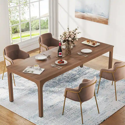 Table à manger rectangulaire industrielle de 200 cm avec pieds en métal robustes (Table seule)