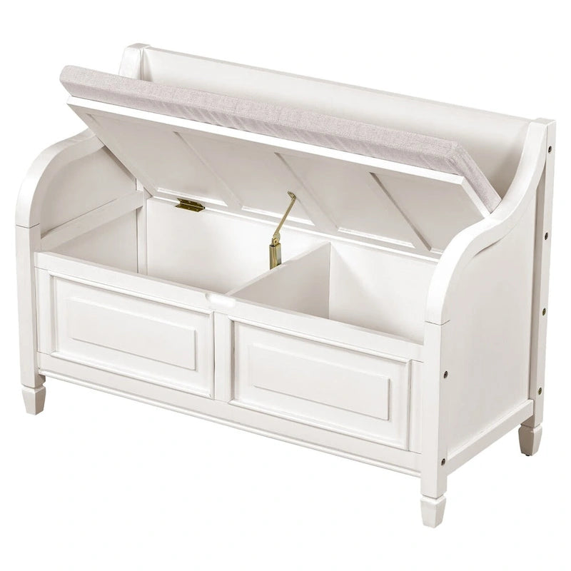 Banc de rangement multifonctionnel en bois massif, style rustique, pour entrée, 42 po