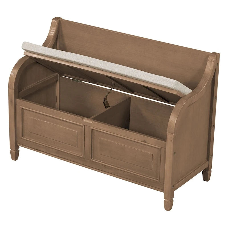 Banc de rangement multifonctionnel en bois massif, style rustique, pour entrée, 42 po