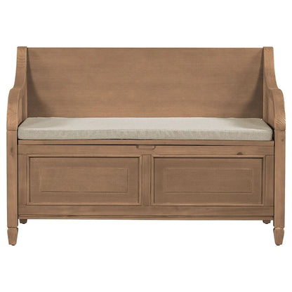 Banc de rangement multifonctionnel en bois massif, style rustique, pour entrée, 42 po