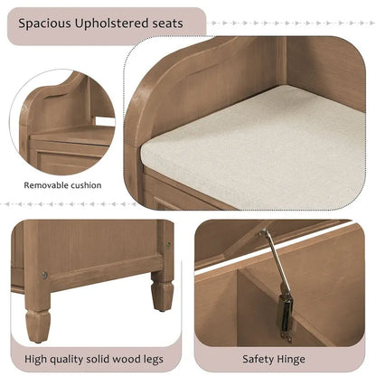 Banc de rangement multifonctionnel en bois massif, style rustique, pour entrée, 42 po