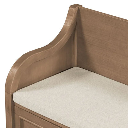 Banc de rangement multifonctionnel en bois massif, style rustique, pour entrée, 42 po