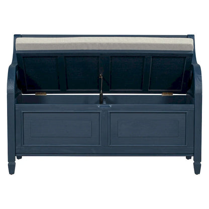 Banc de rangement multifonctionnel en bois massif, style rustique, pour entrée, 42 po