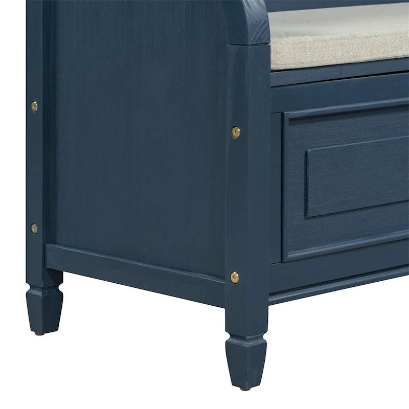 Banc de rangement multifonctionnel en bois massif, style rustique, pour entrée, 42 po