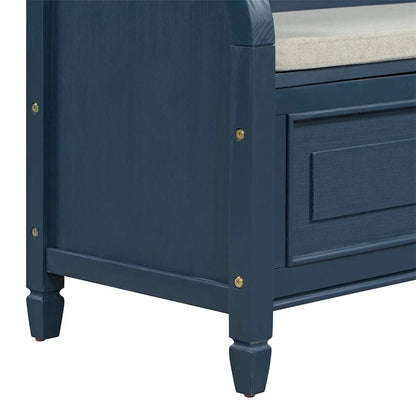Banc de rangement multifonctionnel en bois massif, style rustique, pour entrée, 42 po