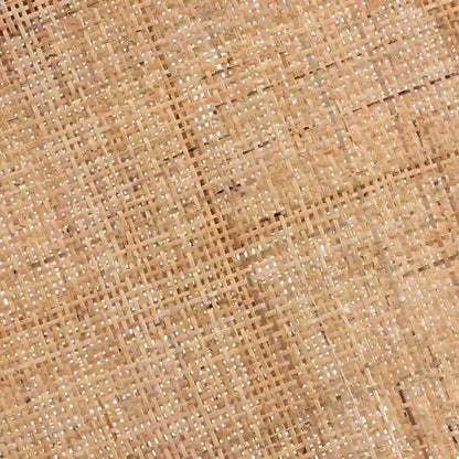 Table d'appoint à 2 niveaux en bois d'acajou brun naturel et rotin naturel, style bohème moderne