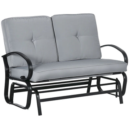 Banc à Bascule d'Extérieur, Causeuse Balancelle 2 Places avec Coussins capitonnés, Cadre en Acier pour Véranda, Jardin, Cour Arrière, Gris
