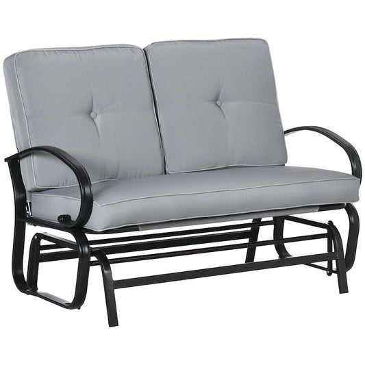 Banc à Bascule d'Extérieur, Causeuse Balancelle 2 Places avec Coussins capitonnés, Cadre en Acier pour Véranda, Jardin, Cour Arrière, Gris