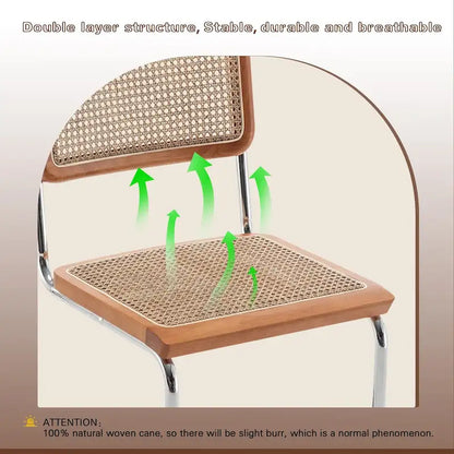 Chaises de salle à manger en rotin, lot de 2, chaises de salle à manger modernes du milieu du siècle avec dossier et assise en rotin naturel tressé
