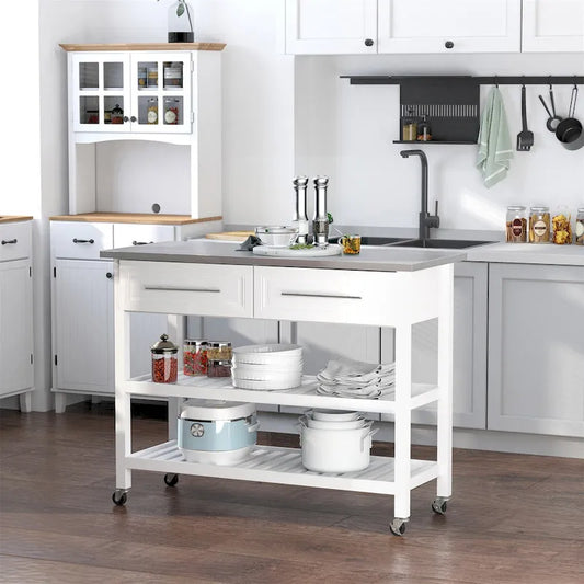 Kitchen Island with Stainless Steel Top