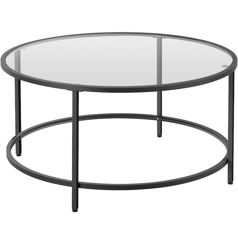 Table basse ronde en verre pour salon